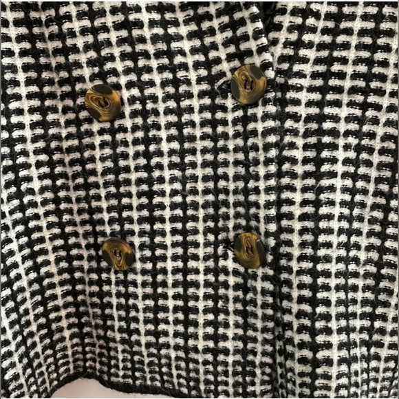 Rachel Zoe black and white patterned knitted coat jacket Size Large - Picture 2 of 4